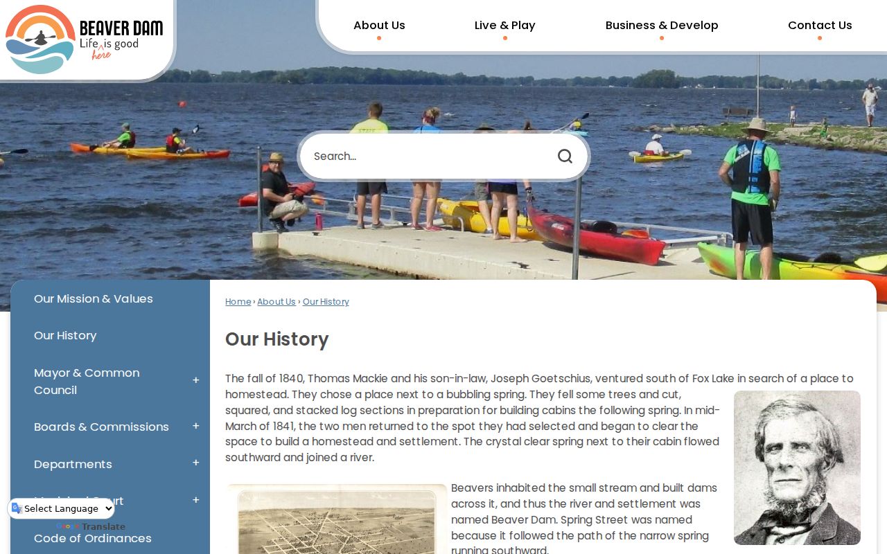 Beaver Dam criminal records city history and civic development