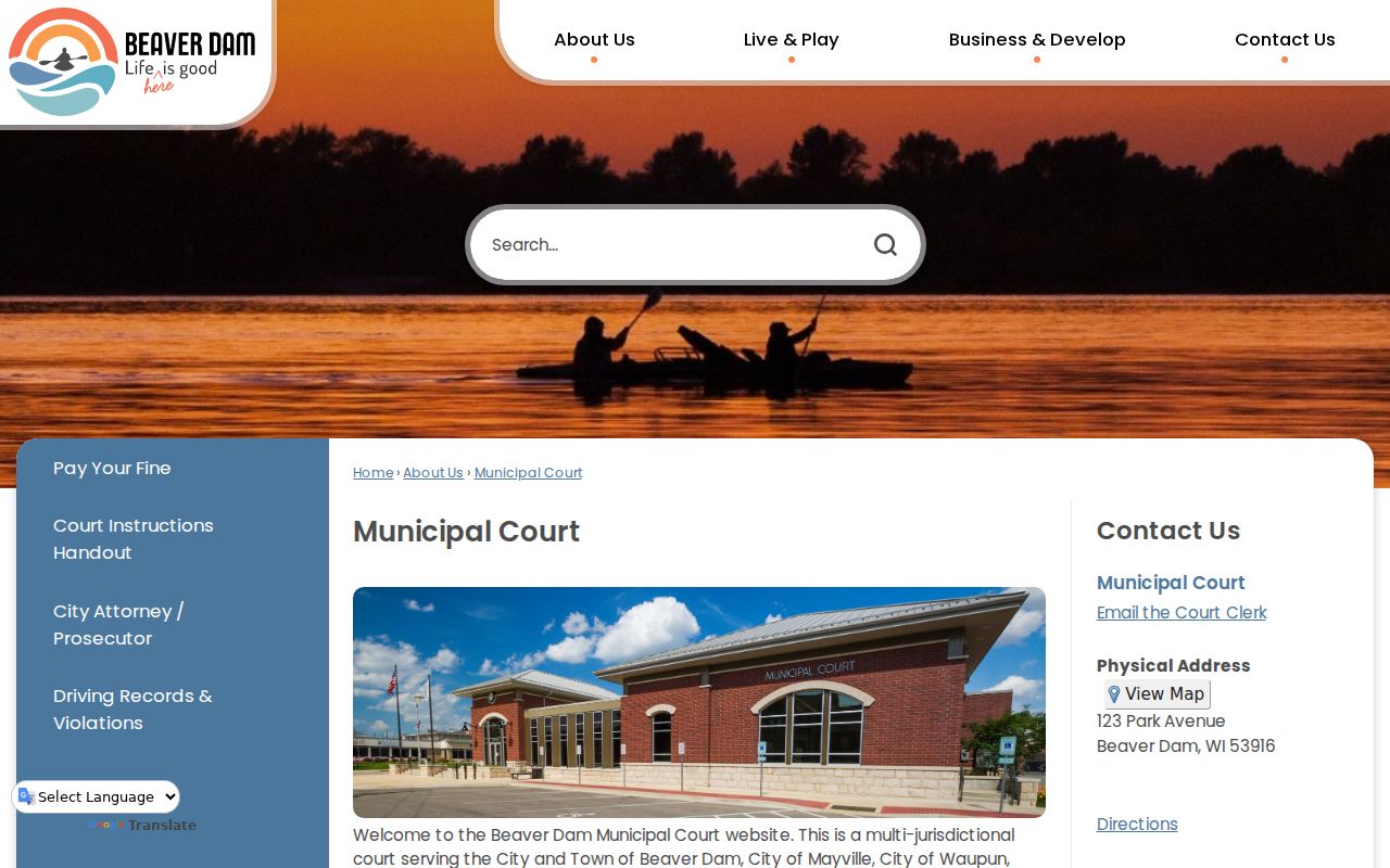 Beaver Dam criminal records Municipal Court service page