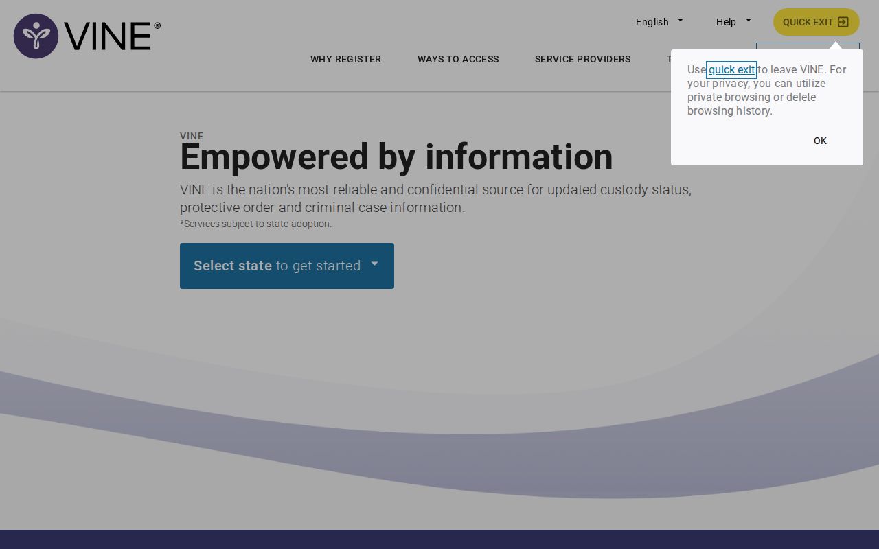 Dodge County custody notification interface distinct from sex offender registry