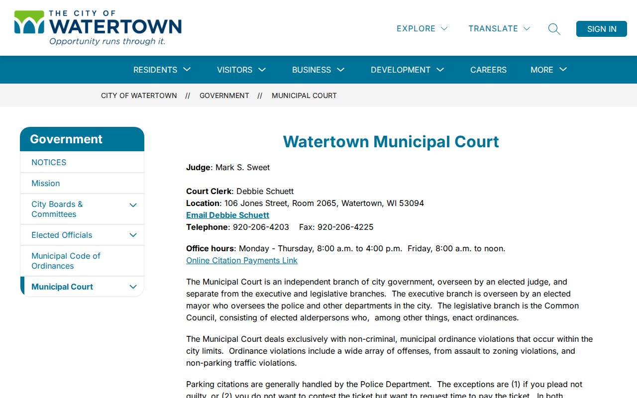 Watertown municipal court criminal record routing in Dodge County